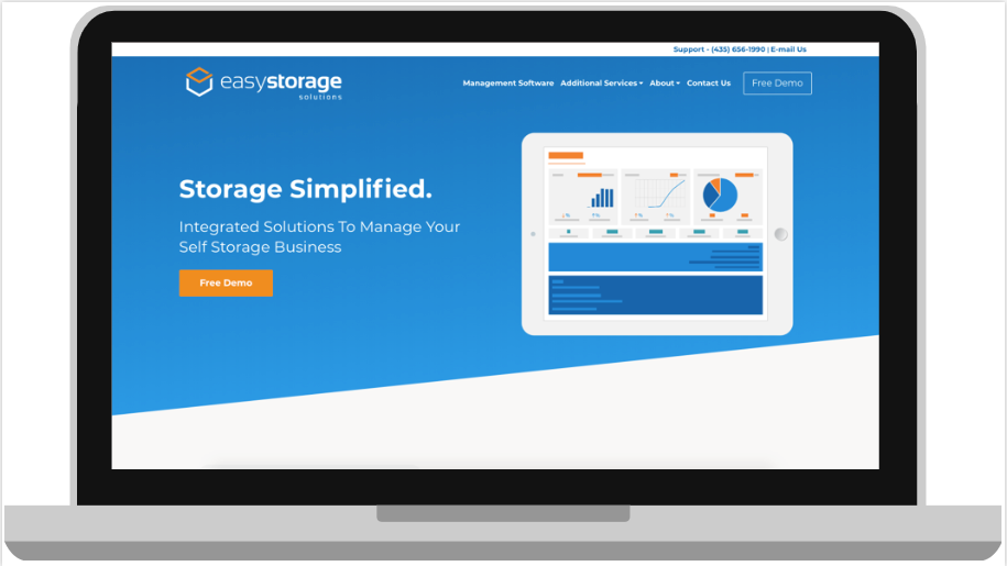 homepage screenshot of Easy Storage Solutions self-storage software