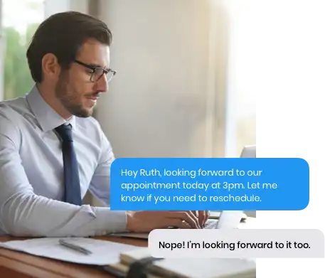 insurance agent using messaging to connect with his clients