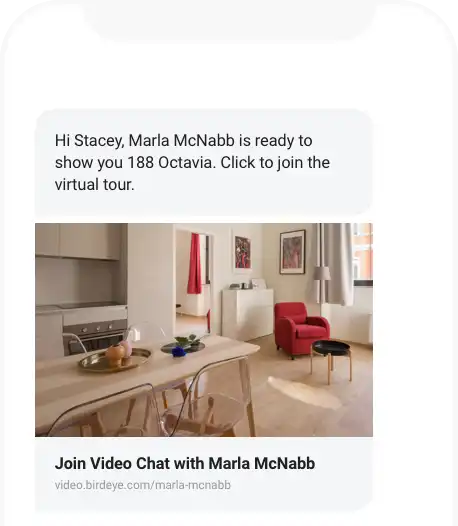 real estate agent's video chat screenshot showing home interior