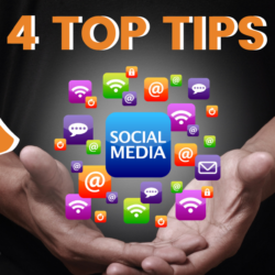 person holding group of social media icons