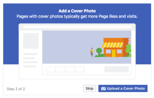 screenshot of add a cover photo on Facebook