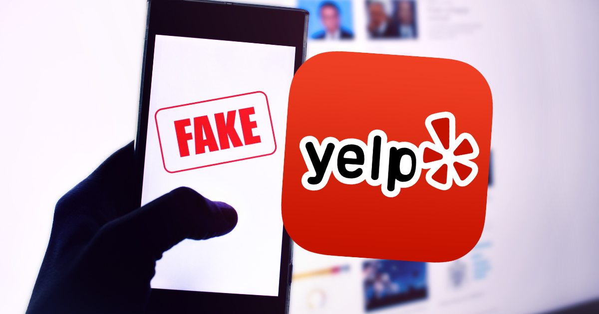 mobile displaying fake Yelp reviews